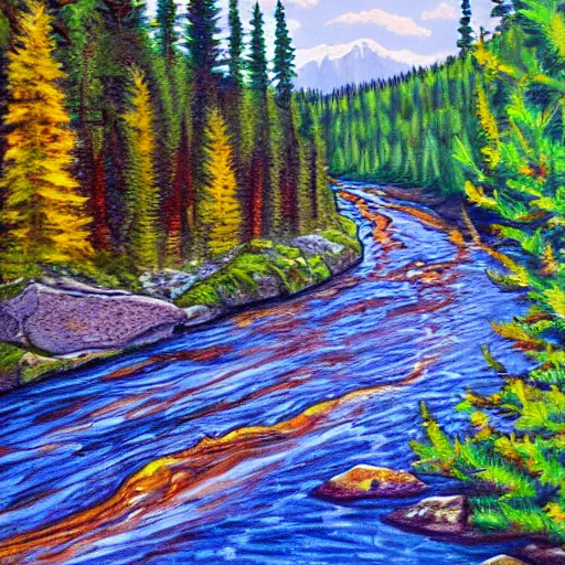 Prompt: painting of the Chinchaga River, Alberta