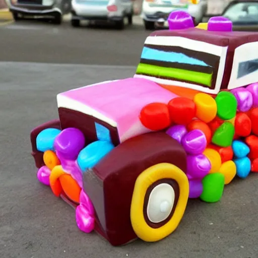 Prompt: a car made out of candy