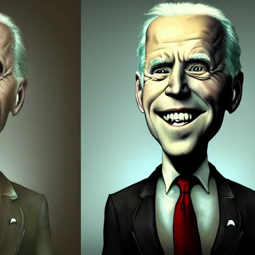 Image similar to michael karcz grunge drawing of joe biden. , in the style of corpse bride, loony toons style, horror themed, detailed, elegant, intricate, trending on artstation, 4k