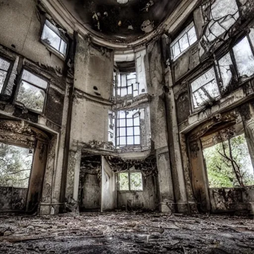 Image similar to abandoned architectural masterpiece