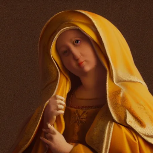 Image similar to big bird as the virgin mary, religious iconography, high detailed, 4 k, octane render, leonardo davinci