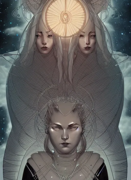 Image similar to meliadoul versus agrias, science fiction comic illustration by sana takeda and jenny frison, intricate, stunning inking lines, hyper detailed, 4 k, hd, award winning, photorealistic