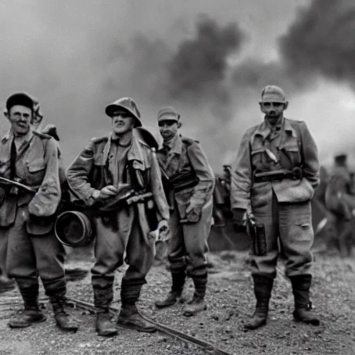 Image similar to minions during World War 2 historical photography 4k