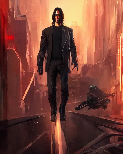 Prompt: full body portrait of Cyberpunk Keanu Reeves by Stanley Artgerm Lau, WLOP, Rossdraws, frank frazetta, Andrei Riabovitchev, Marc Simonetti, tranding on artstation