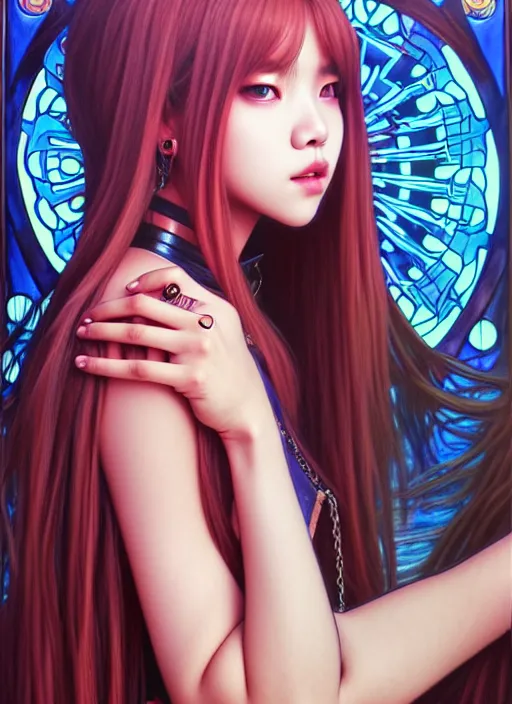 Image similar to lalisa manoban of blackpink, grim reaper costume, tarot card, highly detailed, digital painting, smooth, sharp focus, illustration, ultra realistic, 8 k, art by artgerm and alphonse mucha