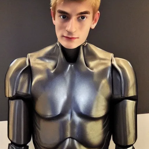 Prompt: “a realistic detailed photo of a guy who is an attractive humanoid who is half robot and half humanoid, who is a male android, twitch streamer and youtuber Ninja Tyler Blevins, shiny skin, posing like a statue, blank stare”