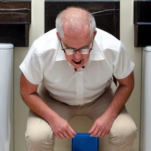 Prompt: scott morrison on the toilet