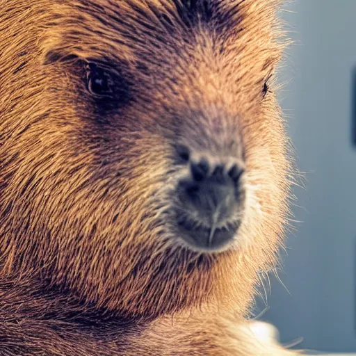 Prompt: a portrait photo of a doctor who is also a capybara, 4 k, high quality, award winning photo