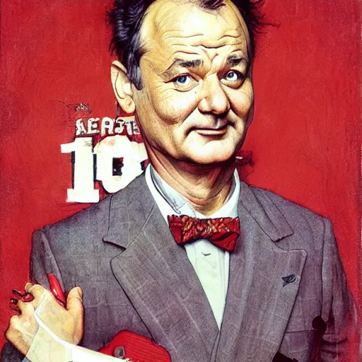 Image similar to bill murray portrait art by norman rockwell