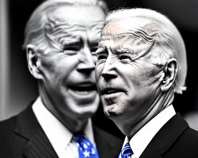 Image similar to president joe biden face to face with president joe biden, nikon 3 5 mm, photograph