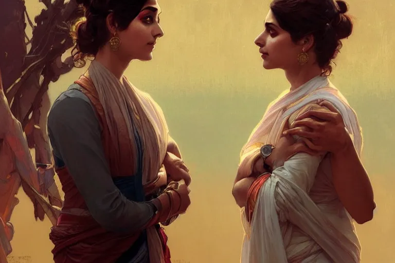 Prompt: Anxious good looking pale young Indian doctors arguing, portrait, elegant, intricate, digital painting, artstation, concept art, smooth, sharp focus, illustration, art by artgerm and greg rutkowski and alphonse mucha