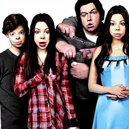 Image similar to “ icarly as a psychological thriller horror style show ”