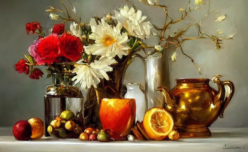 Image similar to Alchemy amazing still life composition. By Konstantin Razumov, highly detailded