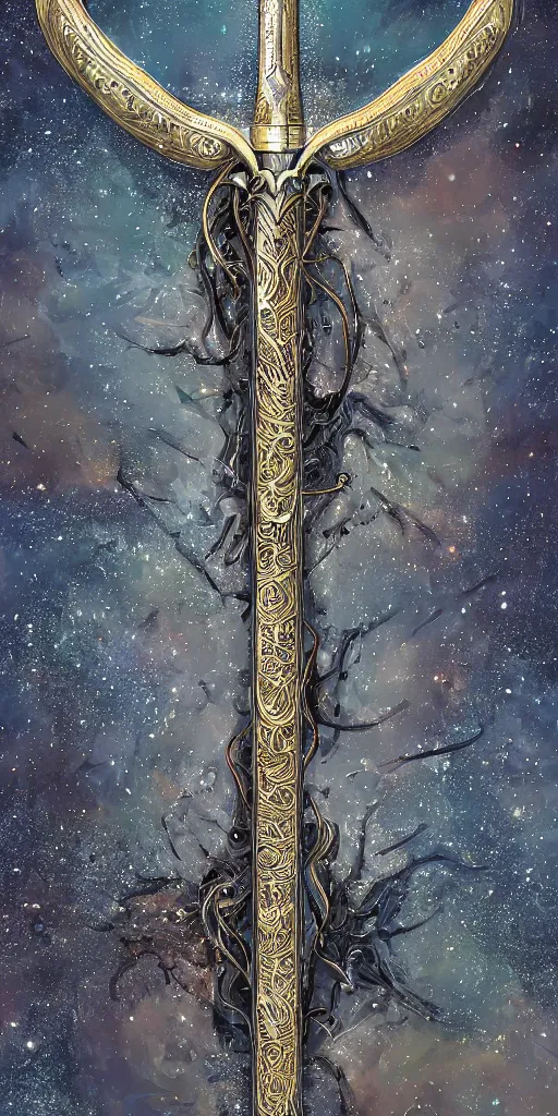 Image similar to a sword made from metal of a dying star, intricate, highly detailed, digital painting, sharp focus, fantasy, magical