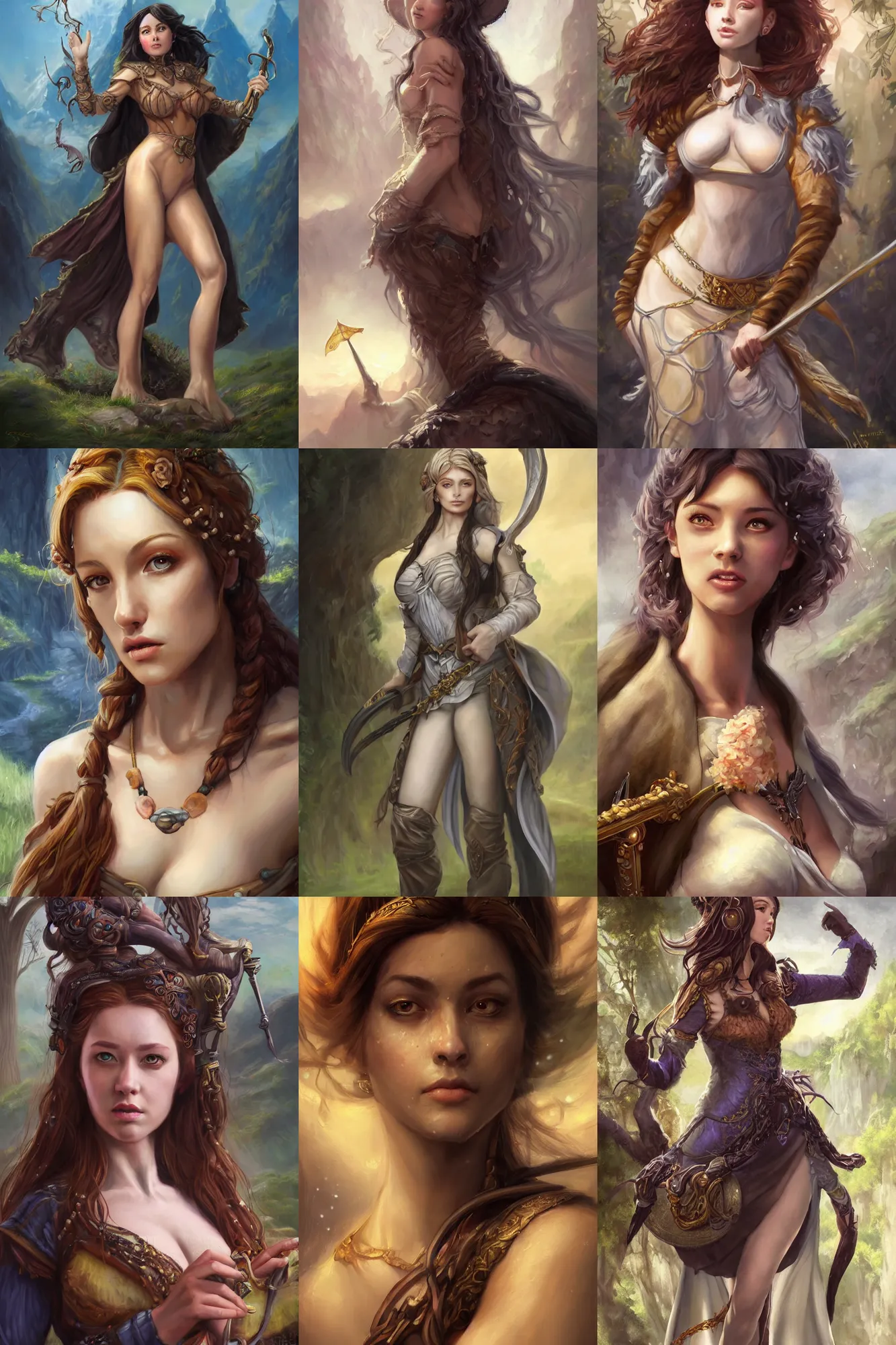 Prompt: a full body high detail fantasy portrait oil painting illustration of a single beautiful bard woman by justin sweet and artgerm with face and body clearly visible, in a scenic background, pretty eyes, realistic proportions, d & d, rpg, forgotten realms, artstation trending, high quality, sombre mood, artstation trending, muted colours, entire person visible!