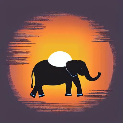 Image similar to minimalist boho style art of an elephant at sunrise, illustration, vector art