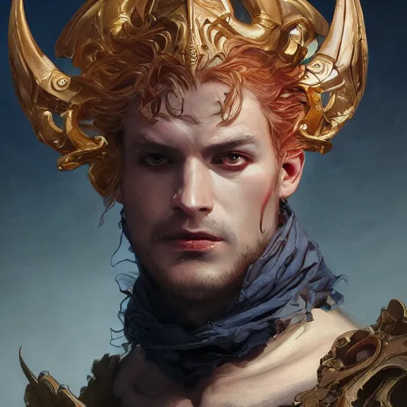 Prompt: excellent painted portrait of a elegant demon lord prince of hell, high quality painting with detailed face, 4k, trending on artstation, octane render, art by artgerm and greg rutkowski and alphonse mucha and craig mullins and James Jean and Andrei Riabovitchev and Marc Simonetti and peter mohrbacher