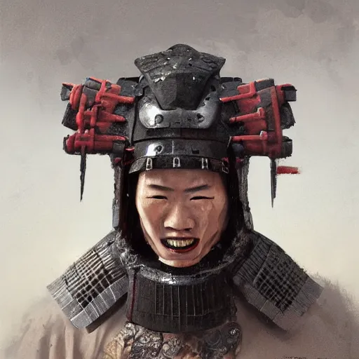 Image similar to a samurai mask by genndy tatakovsky and greg rutkowski