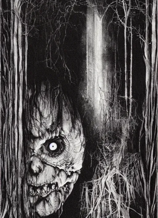 Image similar to book cover of scary stories to tell in the dark paperback novel by stephen gammell