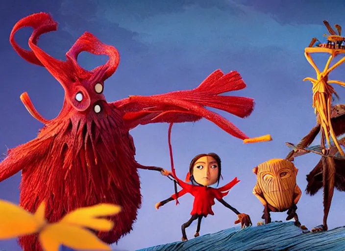 Image similar to A very high resolution image from a new movie, stop motion, Animated film Kubo, Kubo and the Two Strings, directed by wes anderson