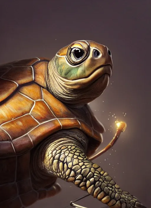 Prompt: cute wise sage turtle holding a staff, subsurface scattering, by jesper ejsing, justin gerard, tomasz alen kopera, cgsociety and fenghua zhong, highly detailed, rim light, cinematic lighting, illustration, art, octane render, very coherent, cinematic, hyper realism, high detail, octane render, 8 k