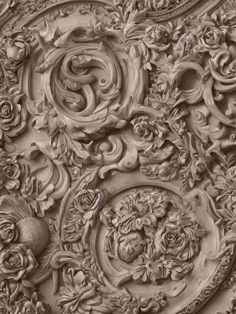 Prompt: beautiful decorative classical ornamental door emblem featuring a spirit goat, fibonacci rhythms, roses, lilies, rose petals, lily petals, acanthus scrolls, highly detailed etching, gemini, bilaterally symmetrical, small medium and large elements, rendered in octane, 3 d render