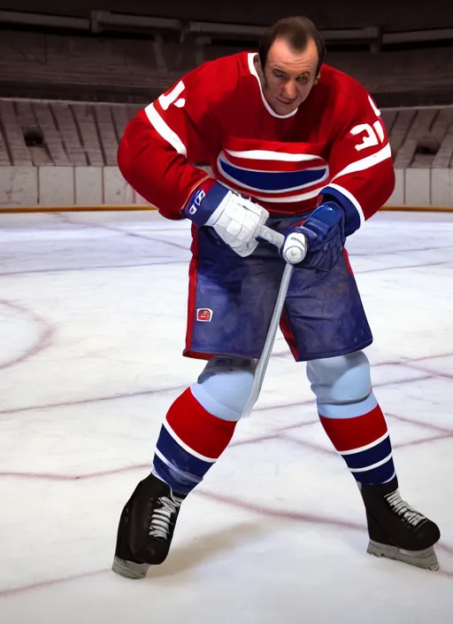 Image similar to Guy Lafleur as a video game character, digital art, unreal engine, unreal engine render, blender render, render, 4k, coherent