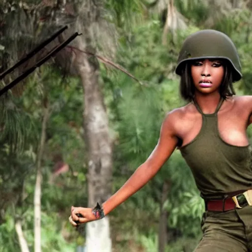 Prompt: nicki minaj fighting in the vietnam war