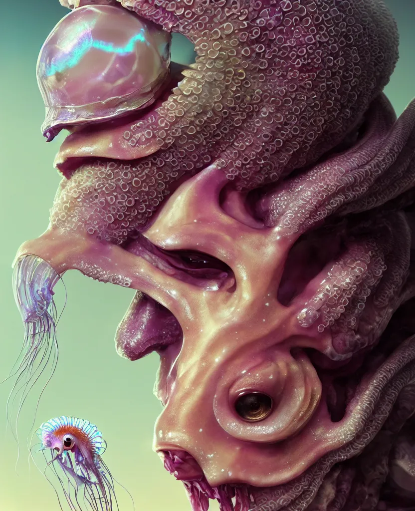 Image similar to goddess princess face close-up portrait ram skull. jellyfish phoenix head, nautilus, orchid, skull, betta fish, bioluminiscent creatures, intricate artwork by Tooth Wu and wlop and beeple. octane render, trending on artstation, greg rutkowski very coherent symmetrical artwork. cinematic, hyper realism, high detail, octane render, 8k