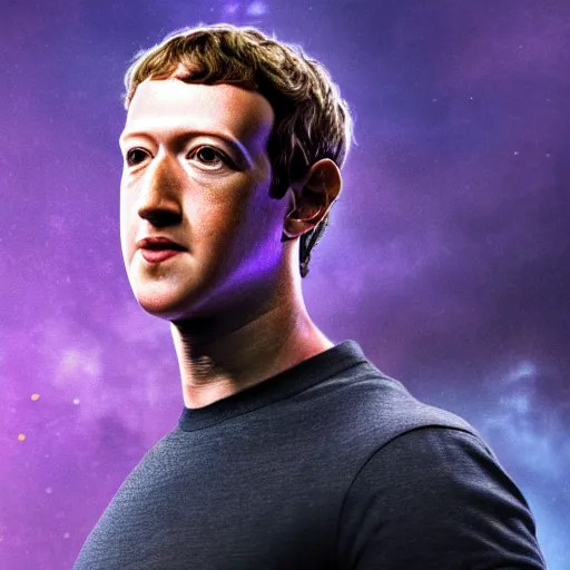 Image similar to if Mark Zuckerberg was Thanos, cinematic, epic, cool, photo realistic, 4k, high detail