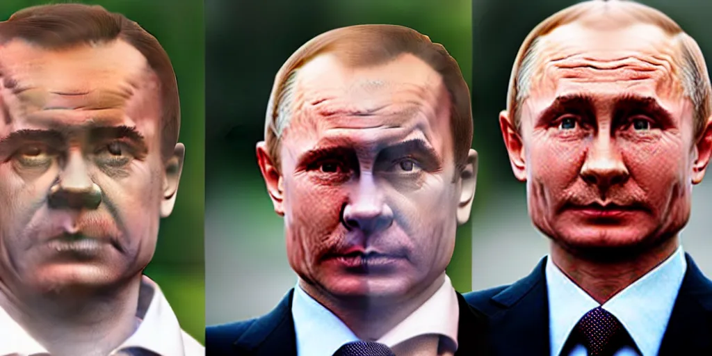 Prompt: medvedev and putin merged person