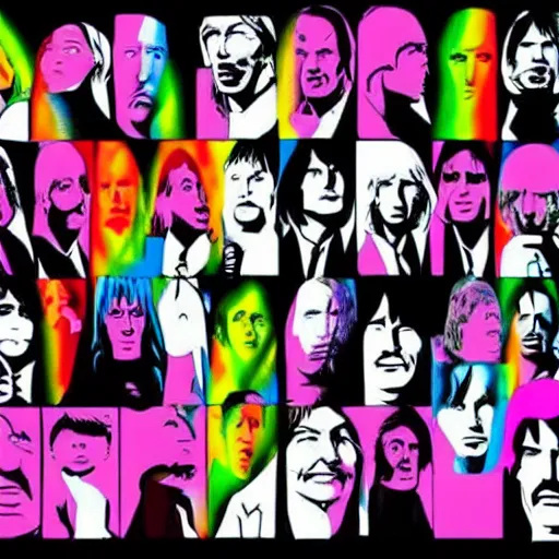 Image similar to Pink Floyd members from cartoon