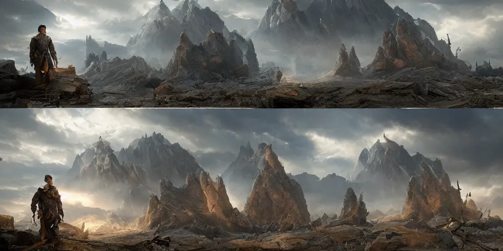 Image similar to beautiful matte painting by weta workshop 4 k, cinematic dramatic atmosphere, dramatic lighting