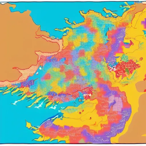 Prompt: a colorful map of south korea