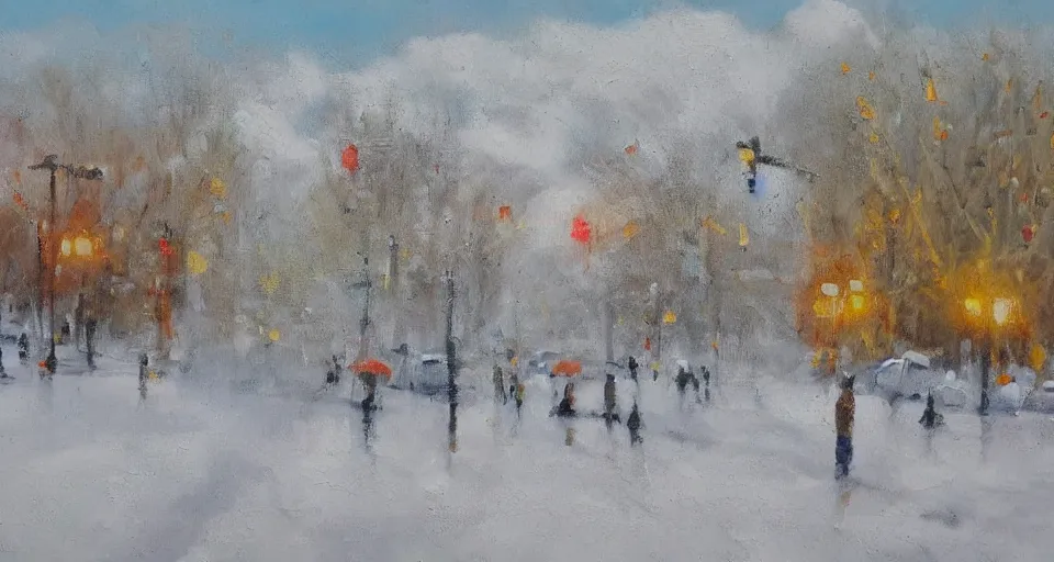 Prompt: how is the weather? beautiful painting, oil on canvas, by Ewa Czarniecka, award winning masterpiece,