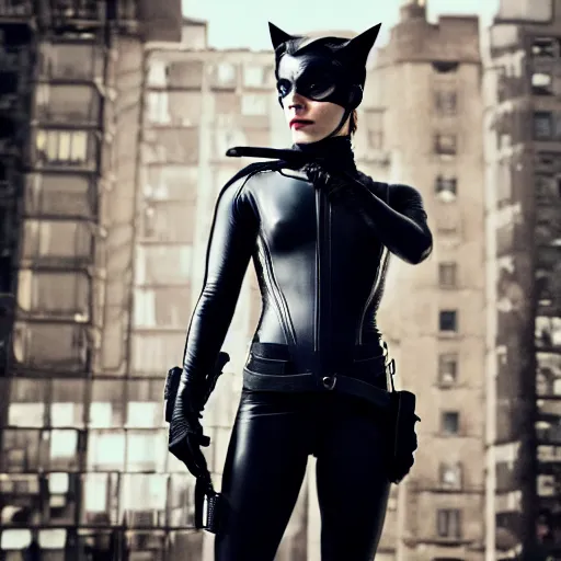 Prompt: Emma Watson as Catwoman, XF IQ4, f/1.4, ISO 200, 1/160s, Adobe Photoshop, DxO Photolab, Sense of Depth, AI enhanced, HDR, in-frame