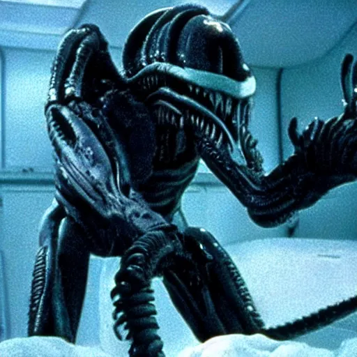 Image similar to Xenomorph in a still from the movie The Thing (1982), high quality