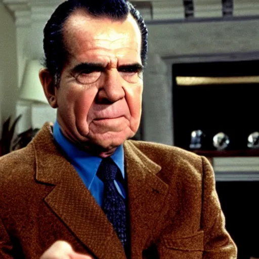 Image similar to A still of Richard Nixon in Back to the Future