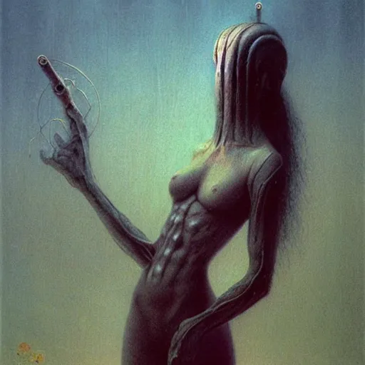 Image similar to female mathian by Beksinski