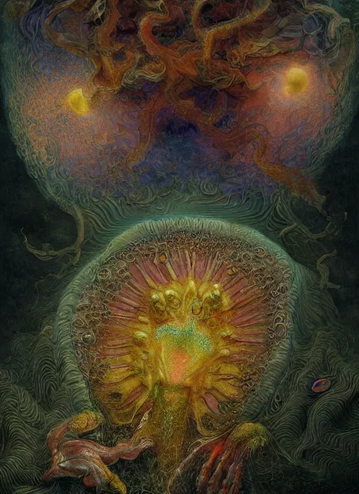 Image similar to abiogenesis, by ernst haeckel and agostino arrivabene and robert hooke and joaquin sorolla, vivid colours, atmospheric, digital painting, artstation, concept art, smooth, sharp focus, illustration, digital painting