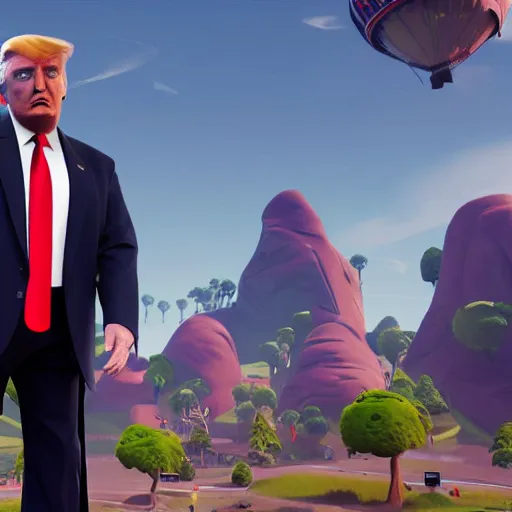 Image similar to A still of donald trump from fortnite