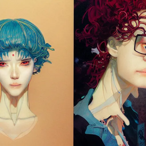 Image similar to prompt : wierd character portrait soft light painted by james jean and katsuhiro otomo and erik jones, inspired by evangeleon anime, smooth face feature, intricate oil painting, high detail illustration, sharp high detail, manga and anime 1 9 9 9