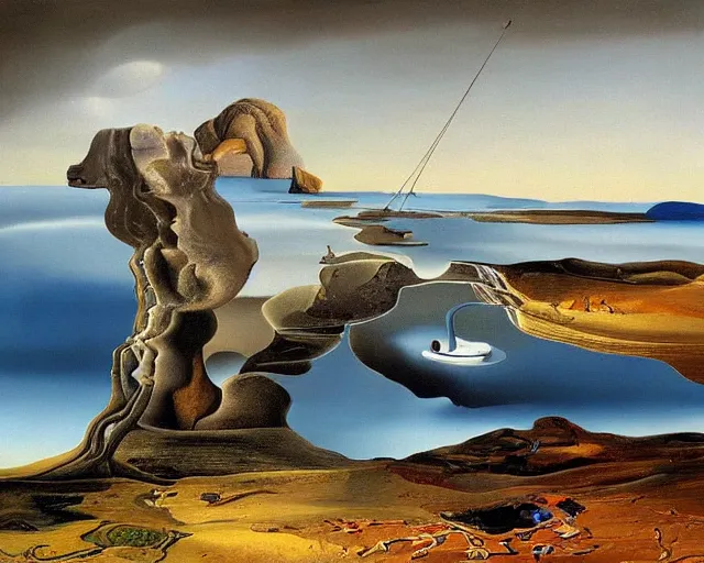 Image similar to a painting of a landscape, a surrealist painting by salvador dali, cgsociety, fantastic realism, surrealist, detailed painting