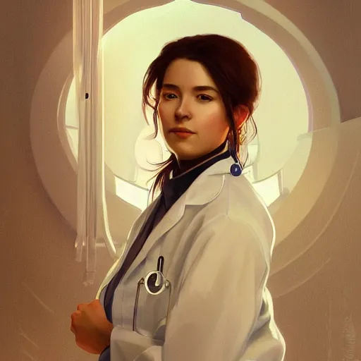 Image similar to portrait of a person named 9iJk11NHVN as a doctor, highly detailed, digital painting, artstation, concept art, sharp focus, illustration, art by artgerm and greg rutkowski and alphonse mucha