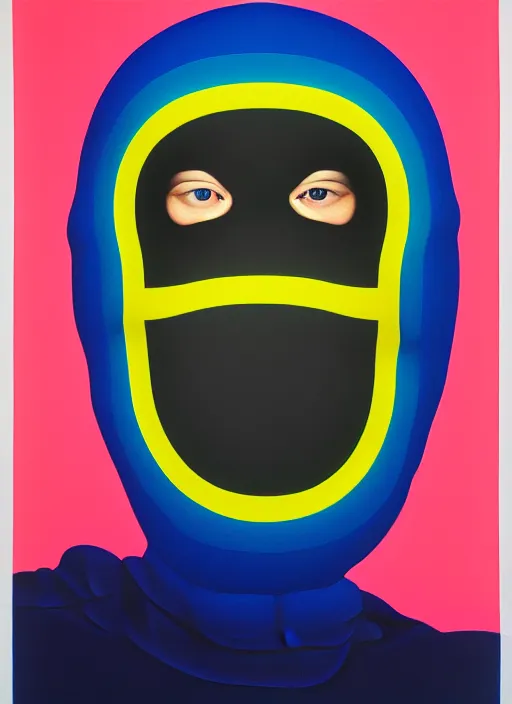 Image similar to person wearing a balaclava by shusei nagaoka, kaws, david rudnick, airbrush on canvas, pastell colours, cell shaded, 8 k