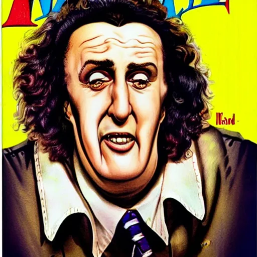 Image similar to Weird Al Yankavic on the cover of MAD MAGAZINE coverart stly Al Gaffee