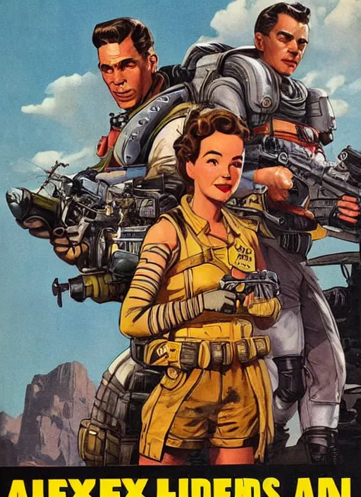 Image similar to apex legends in 1 9 5 0 s pulp sci - fi movie poster, retrofuturism, highly detailed, mgm studios