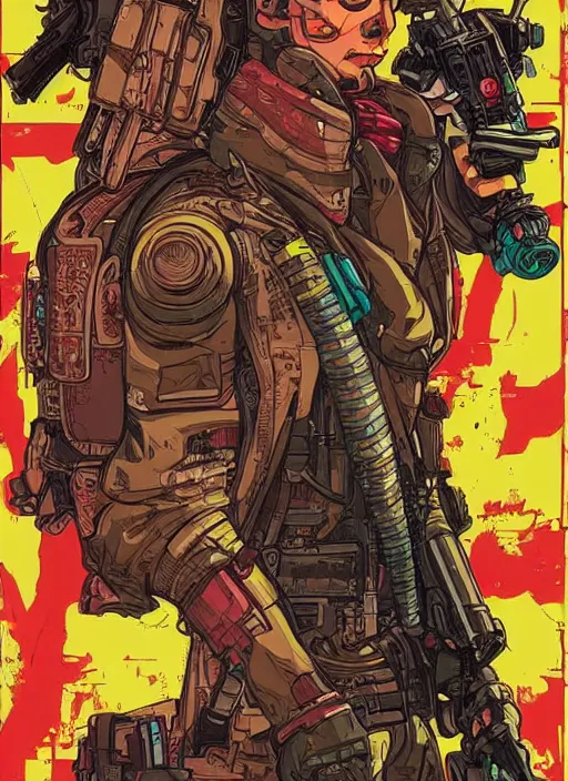 Image similar to cyberpunk mercenary portrait illustration, pop art, splash painting, art by geof darrow, ashley wood, alphonse mucha, makoto shinkai