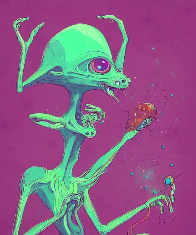 Prompt: a telekinetic alien creature, adorable and whimsical, fantasy, elegant, digital painting, artstation, concept art, matte, sharp focus, vibrant colors, illustration, art by james jean