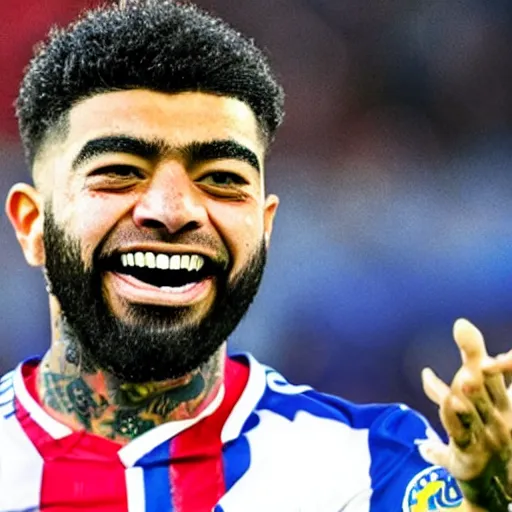 Image similar to a mix between Gabigol and a muppet